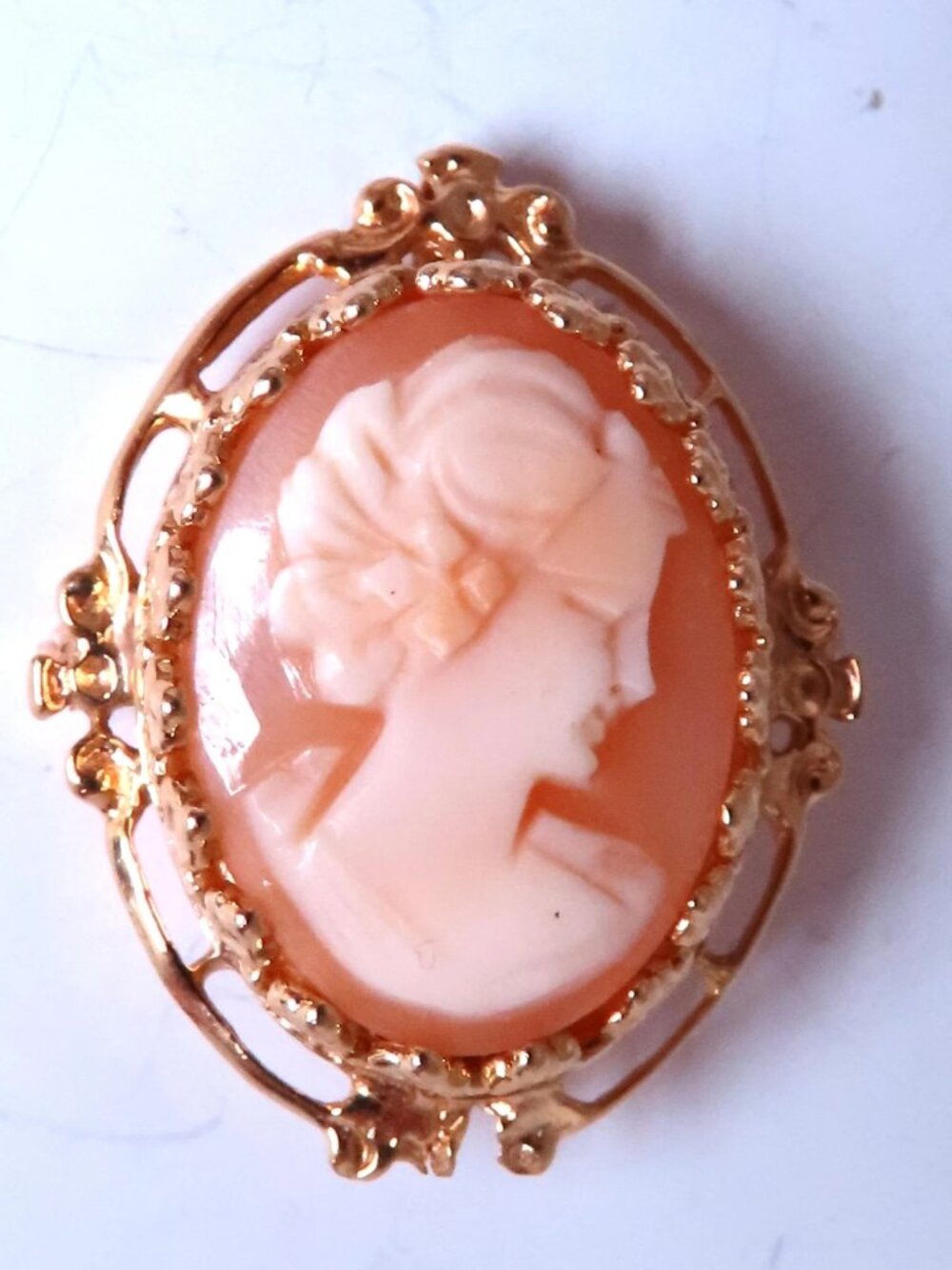 Madonna Cameo Victorian Medieval Pendant Brooch 14kt 12562*